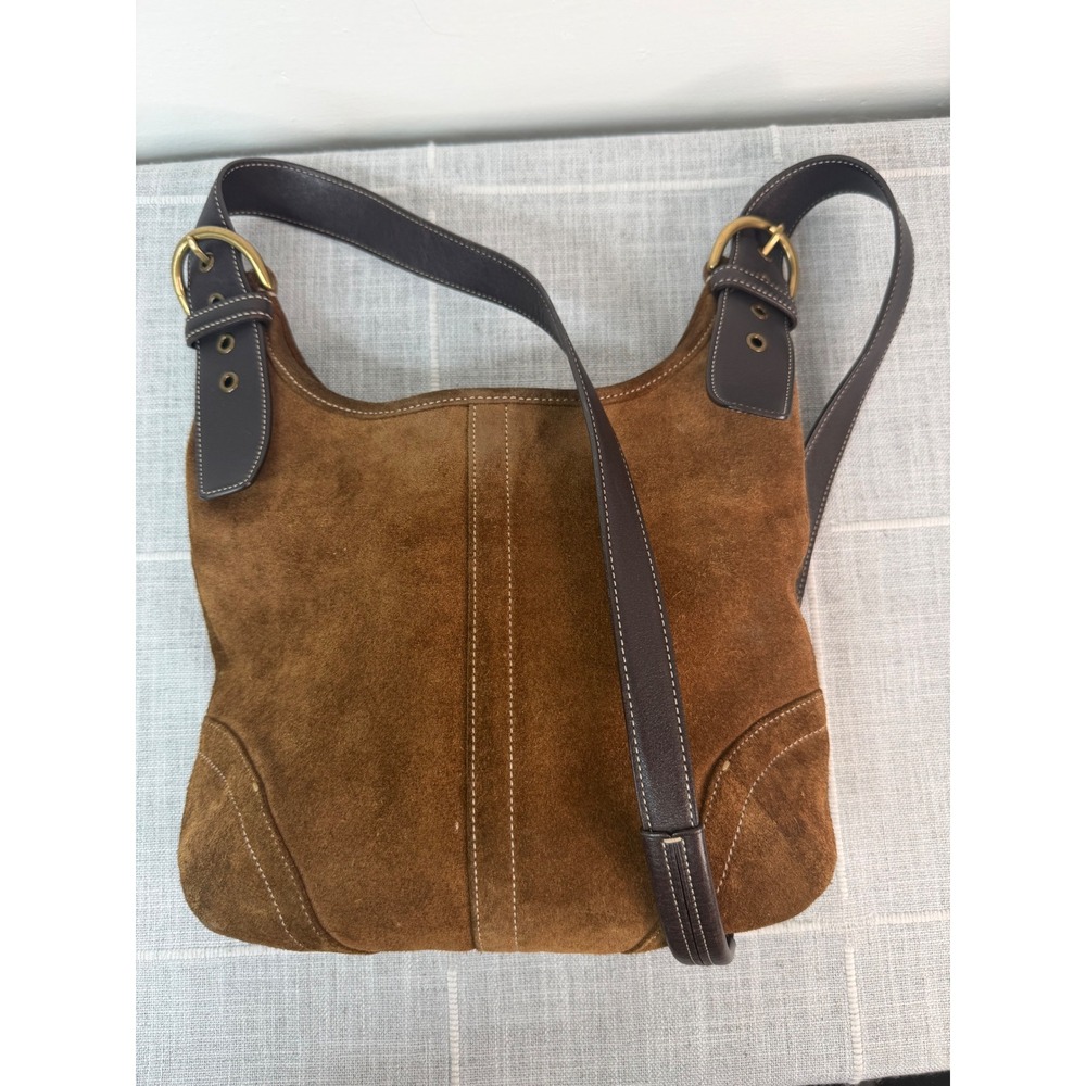 Vintage Coach Suede Brown Crossbody Purse 9506 Y2K‎ Boho Minimalist